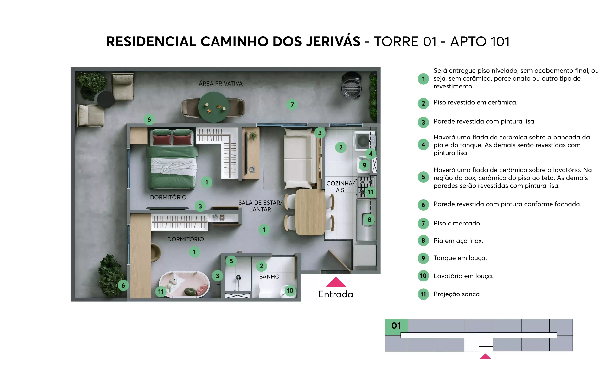 Caminho dos Jerivás Planta apto 101