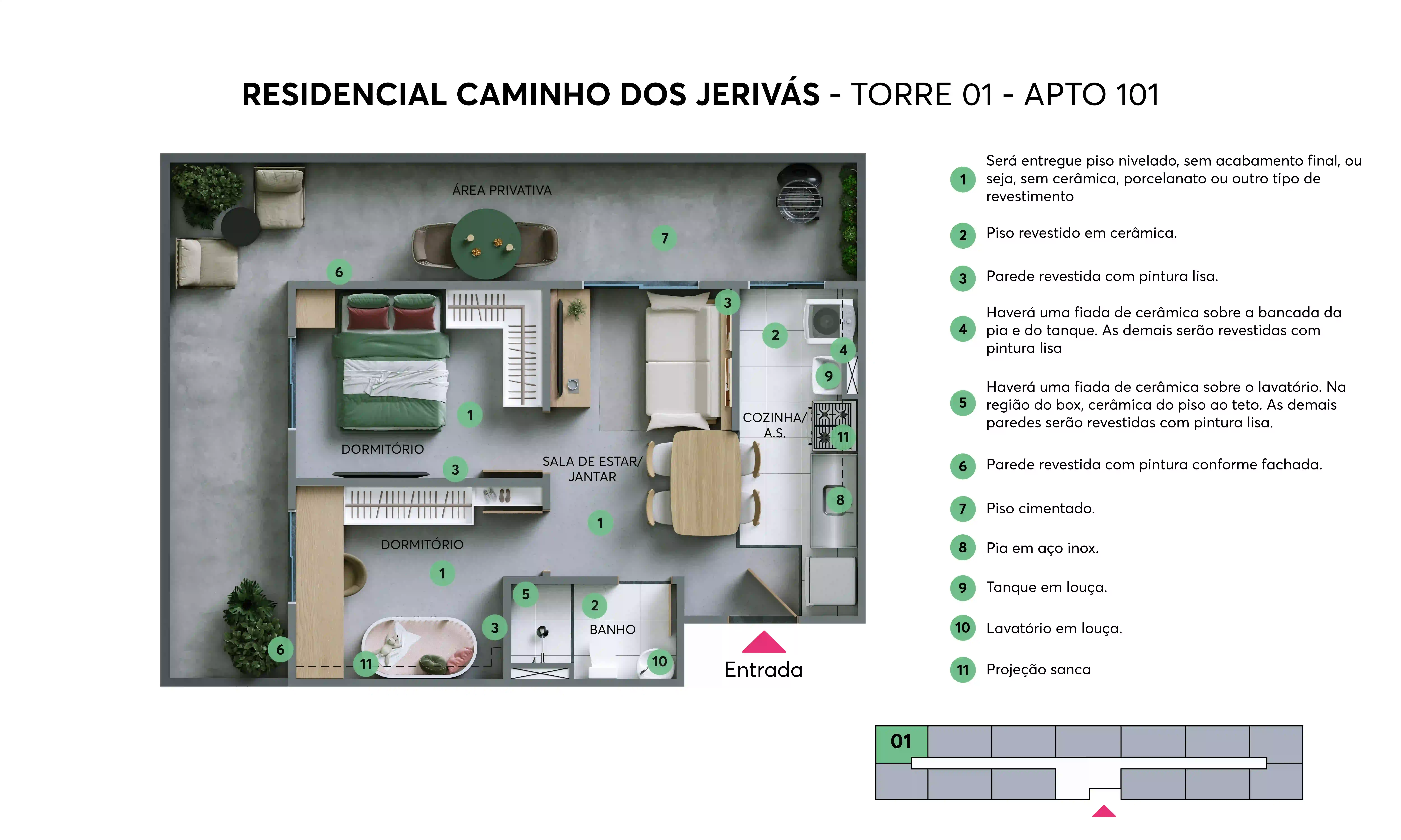 Caminho dos Jerivás Planta apto 101