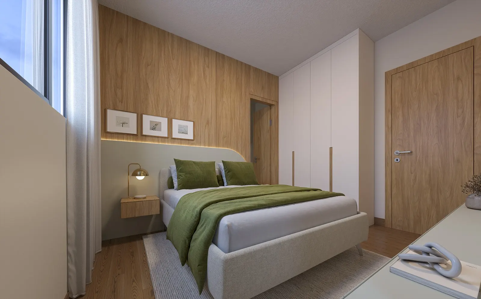 Dormitório do apartamento de 2 quartos do Caminho dos Alecrins MRV