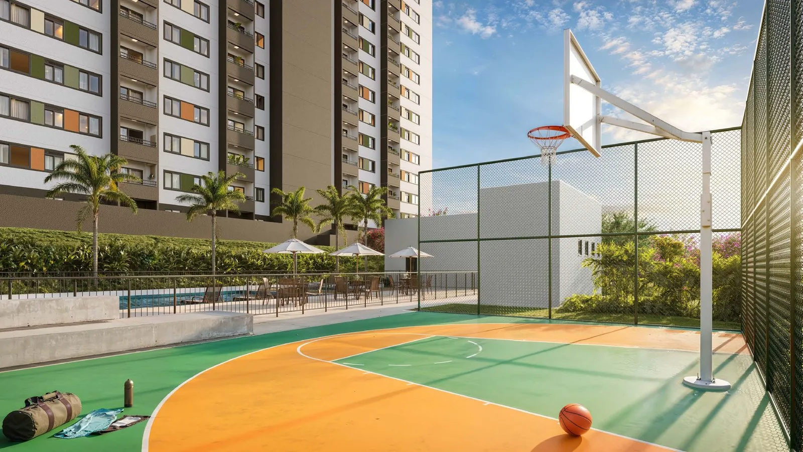 Miniquadra e garrafão de basquete do Grand Garden
