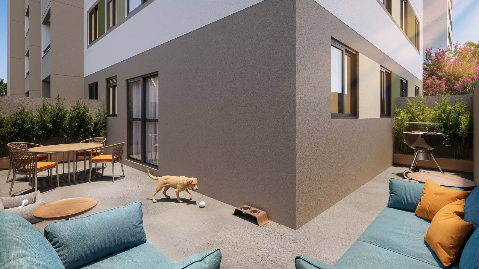 Área privativa do apartamento térreo do Grand Garden